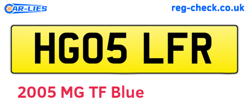 HG05LFR are the vehicle registration plates.