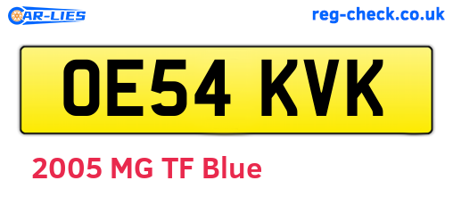 OE54KVK are the vehicle registration plates.