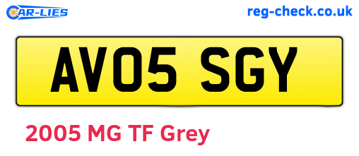 AV05SGY are the vehicle registration plates.