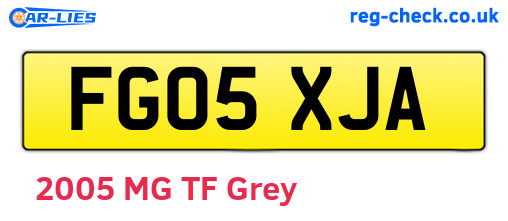 FG05XJA are the vehicle registration plates.