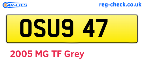 OSU947 are the vehicle registration plates.