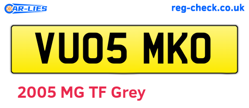 VU05MKO are the vehicle registration plates.
