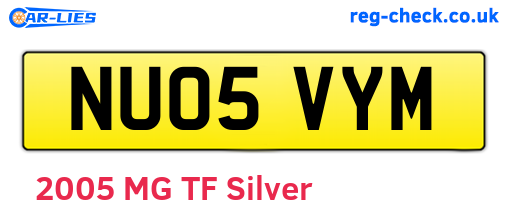 NU05VYM are the vehicle registration plates.