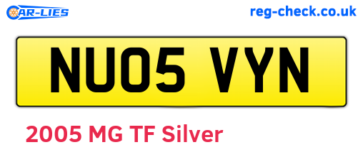 NU05VYN are the vehicle registration plates.