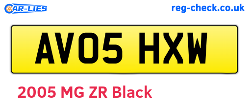 AV05HXW are the vehicle registration plates.