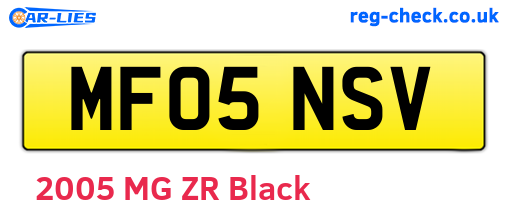 MF05NSV are the vehicle registration plates.