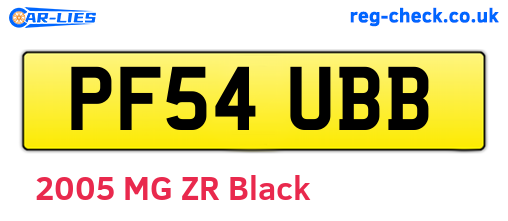 PF54UBB are the vehicle registration plates.