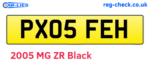 PX05FEH are the vehicle registration plates.