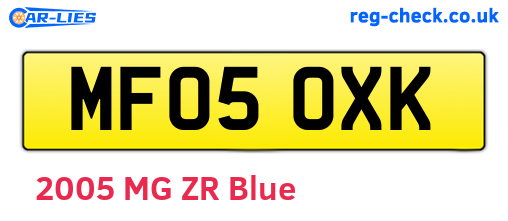 MF05OXK are the vehicle registration plates.