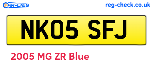 NK05SFJ are the vehicle registration plates.