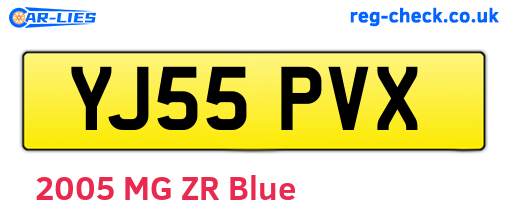 YJ55PVX are the vehicle registration plates.