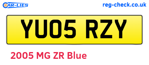 YU05RZY are the vehicle registration plates.
