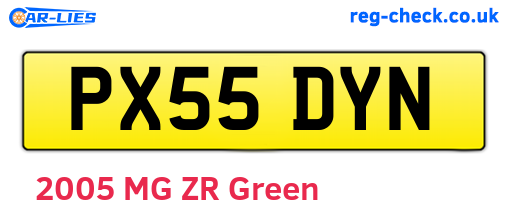 PX55DYN are the vehicle registration plates.