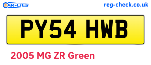 PY54HWB are the vehicle registration plates.