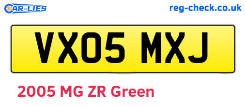 VX05MXJ are the vehicle registration plates.