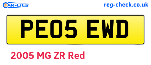 PE05EWD are the vehicle registration plates.