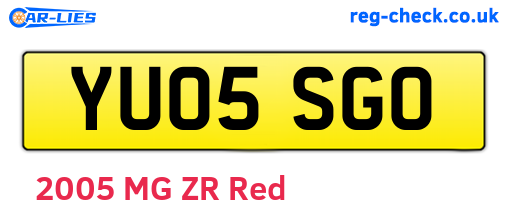 YU05SGO are the vehicle registration plates.