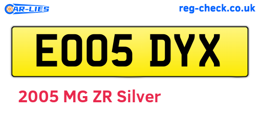 EO05DYX are the vehicle registration plates.