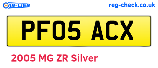 PF05ACX are the vehicle registration plates.