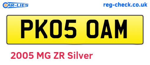 PK05OAM are the vehicle registration plates.