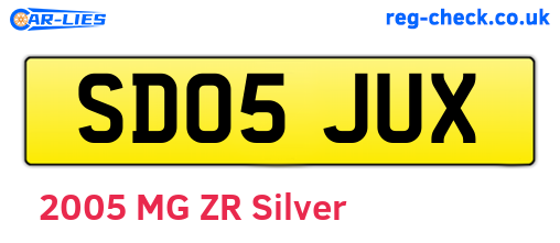 SD05JUX are the vehicle registration plates.