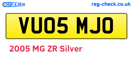 VU05MJO are the vehicle registration plates.
