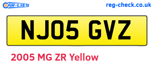 NJ05GVZ are the vehicle registration plates.