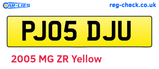 PJ05DJU are the vehicle registration plates.