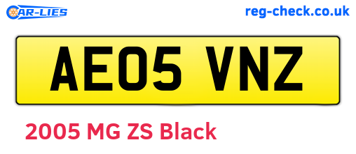 AE05VNZ are the vehicle registration plates.