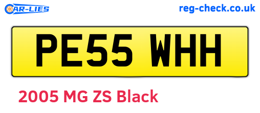 PE55WHH are the vehicle registration plates.