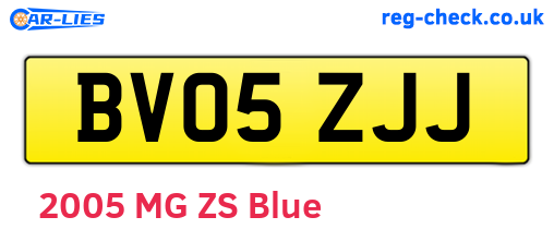 BV05ZJJ are the vehicle registration plates.