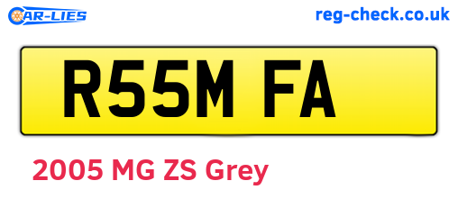 R55MFA are the vehicle registration plates.