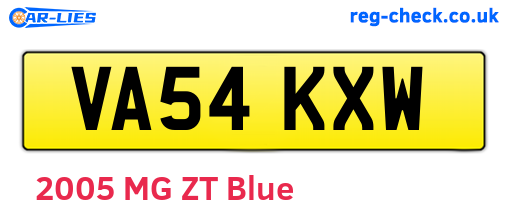 VA54KXW are the vehicle registration plates.