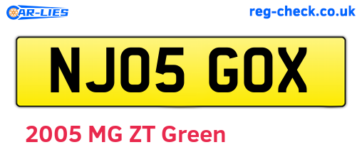 NJ05GOX are the vehicle registration plates.