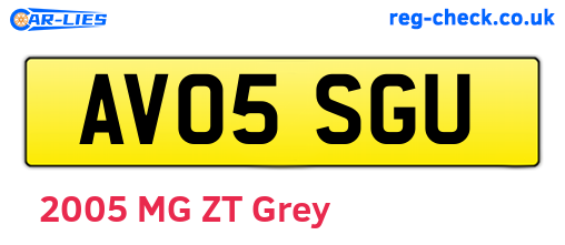 AV05SGU are the vehicle registration plates.