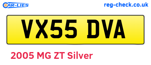 VX55DVA are the vehicle registration plates.
