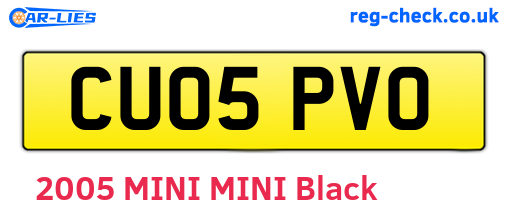 CU05PVO are the vehicle registration plates.