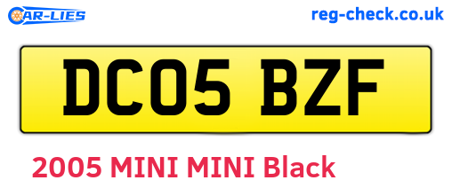 DC05BZF are the vehicle registration plates.