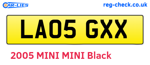 LA05GXX are the vehicle registration plates.