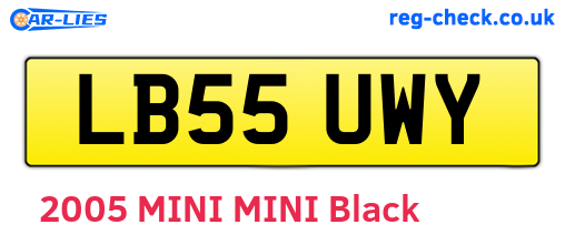 LB55UWY are the vehicle registration plates.