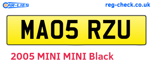 MA05RZU are the vehicle registration plates.