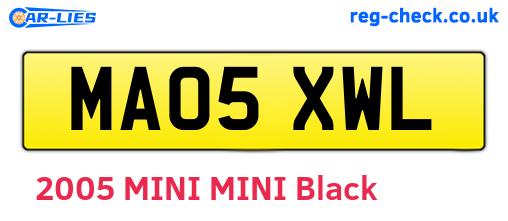 MA05XWL are the vehicle registration plates.