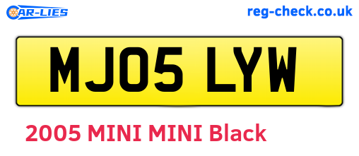 MJ05LYW are the vehicle registration plates.