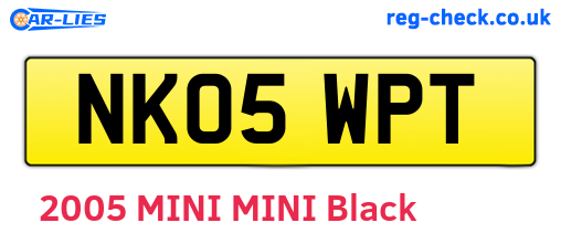 NK05WPT are the vehicle registration plates.