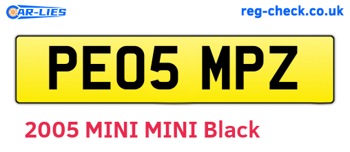 PE05MPZ are the vehicle registration plates.