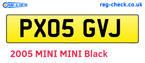 PX05GVJ are the vehicle registration plates.