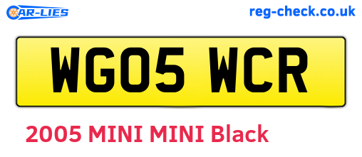 WG05WCR are the vehicle registration plates.