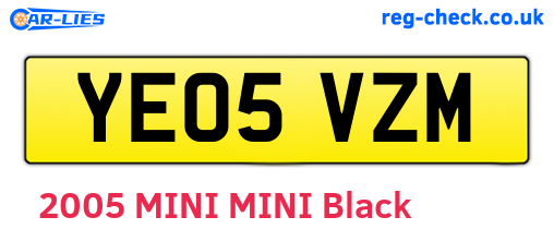 YE05VZM are the vehicle registration plates.