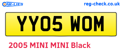 YY05WOM are the vehicle registration plates.