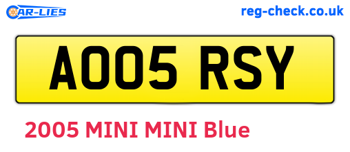 AO05RSY are the vehicle registration plates.